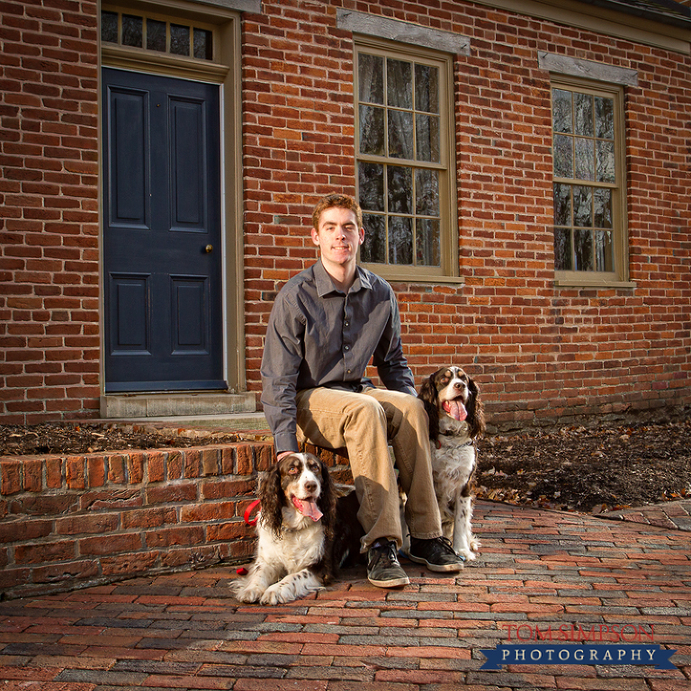 a boy and his dog senior portrait