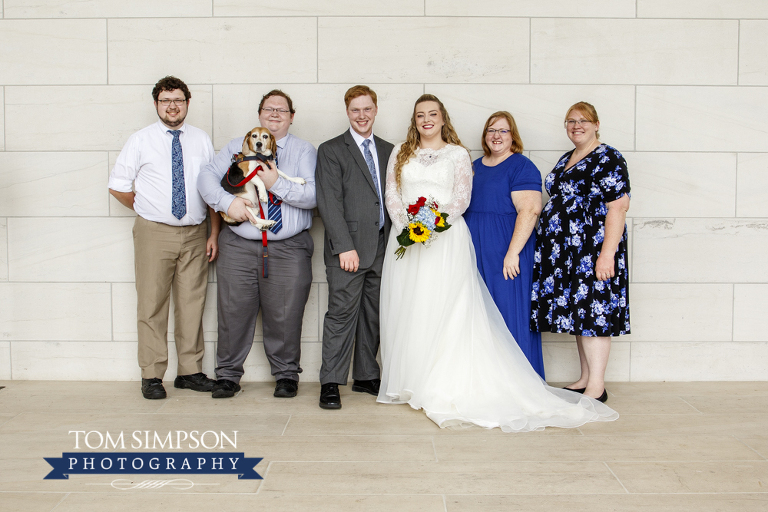 bridal party with dog