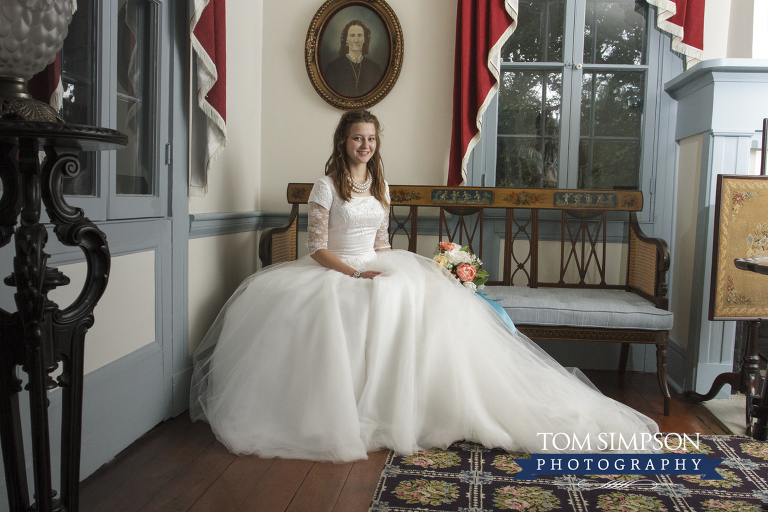 bridal wedding gown historic home interior