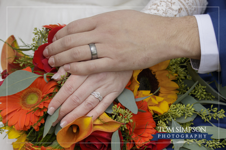 bride bouquet wedding rings