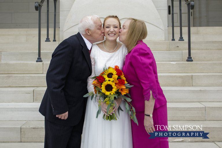 bride with parents