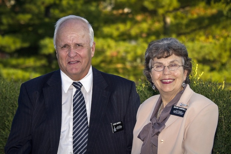 missionary couple in garden