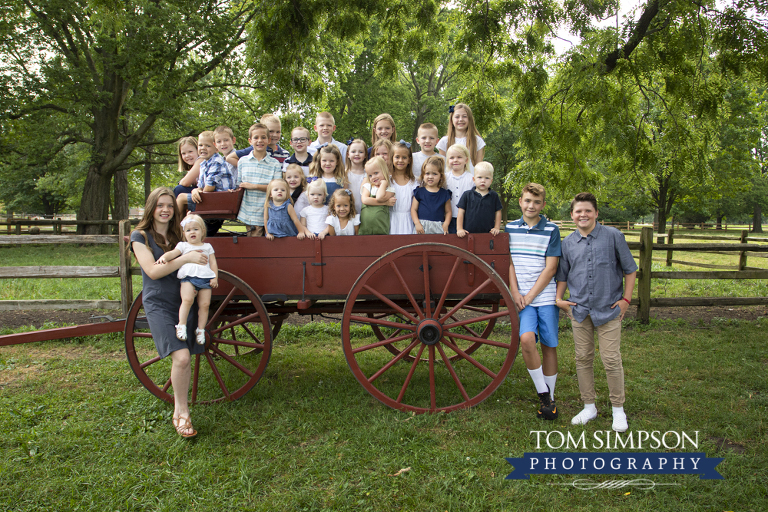 grandkids red buckboard wagon