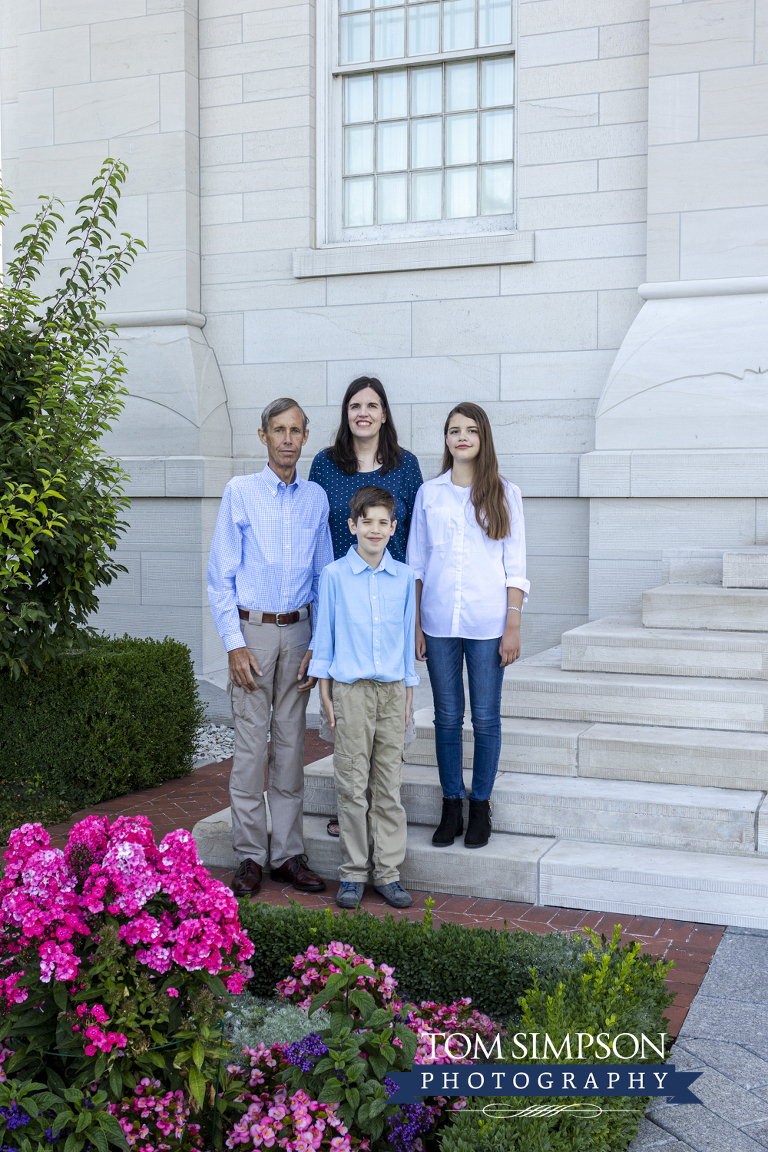 family nauvoo temple steps flowers